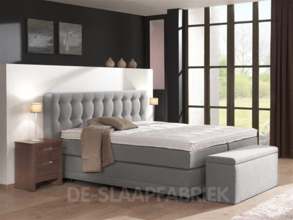 boxspring Capitonata lichtgrijs De-Slaapfabriek