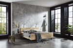 industrieel eiken bed Lotus