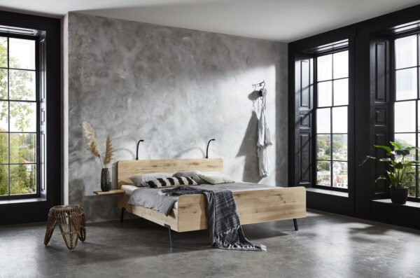 industrieel eiken bed Lotus
