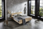 industrieel eiken bed Lotus