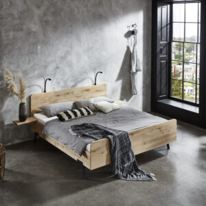 industrieel eiken bed Lotus